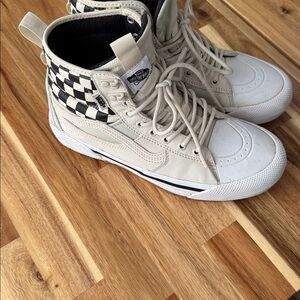 Vans Beige and Black Checkered Winter Boots